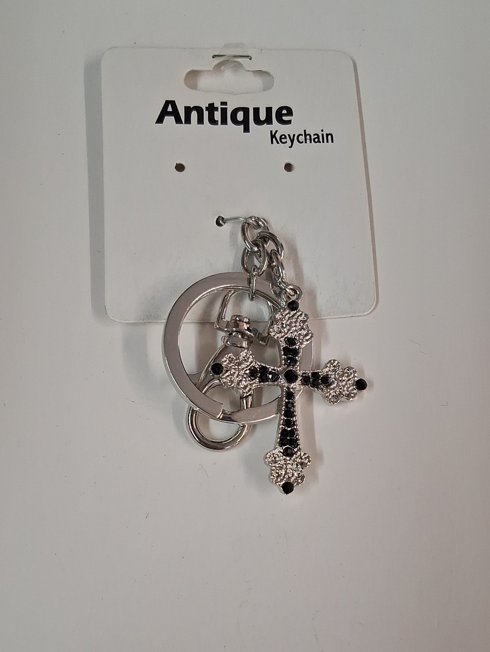 Antique Keychain with Cross Charm